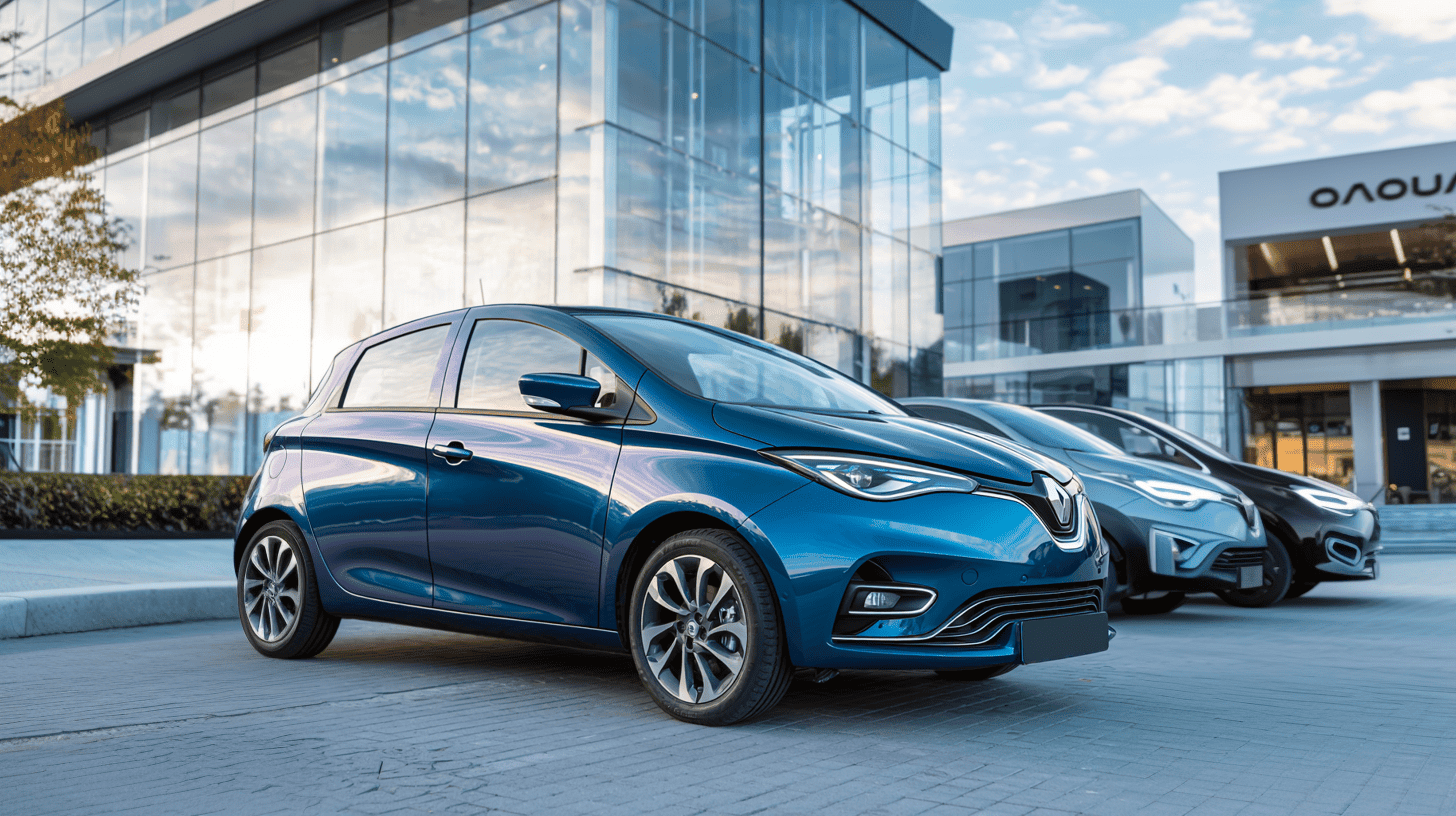 Renault Zoé devant concession auto